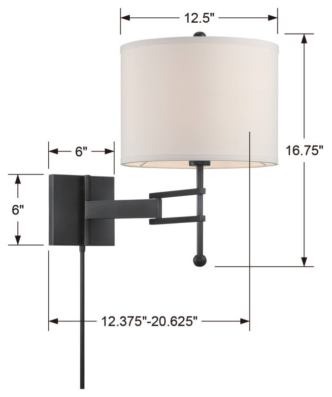 Marshall 1 Light Matte Black Wall Mount