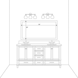 Meade Framed Wall Mirror, Aged Nickel, 28"x54"
