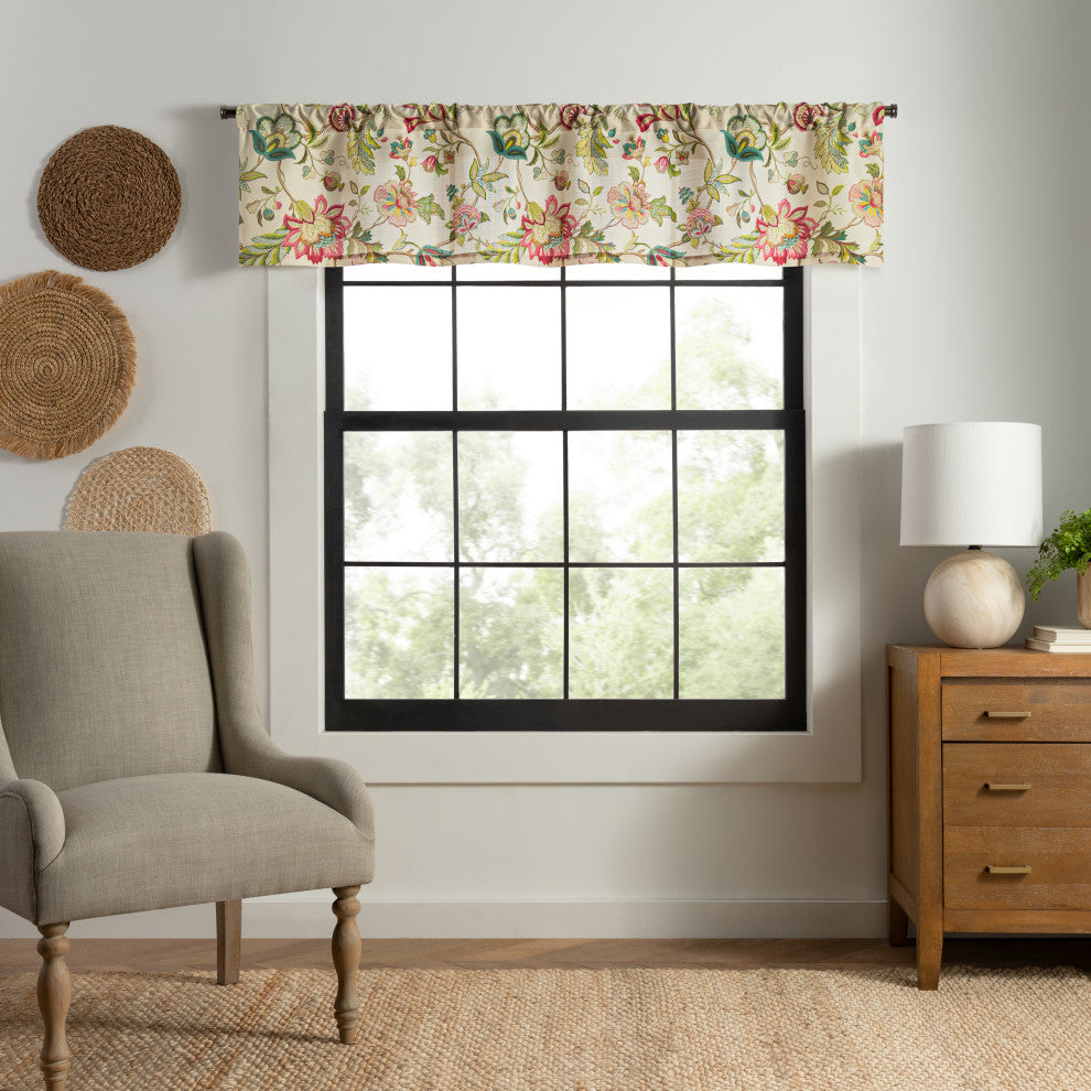 Ellis Curtain Brissac 70"x15" Tailored Valance, Blue, Red