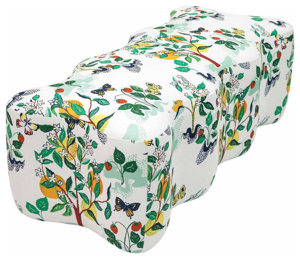 Archie Upholstered Bench in Citrus Garden Print