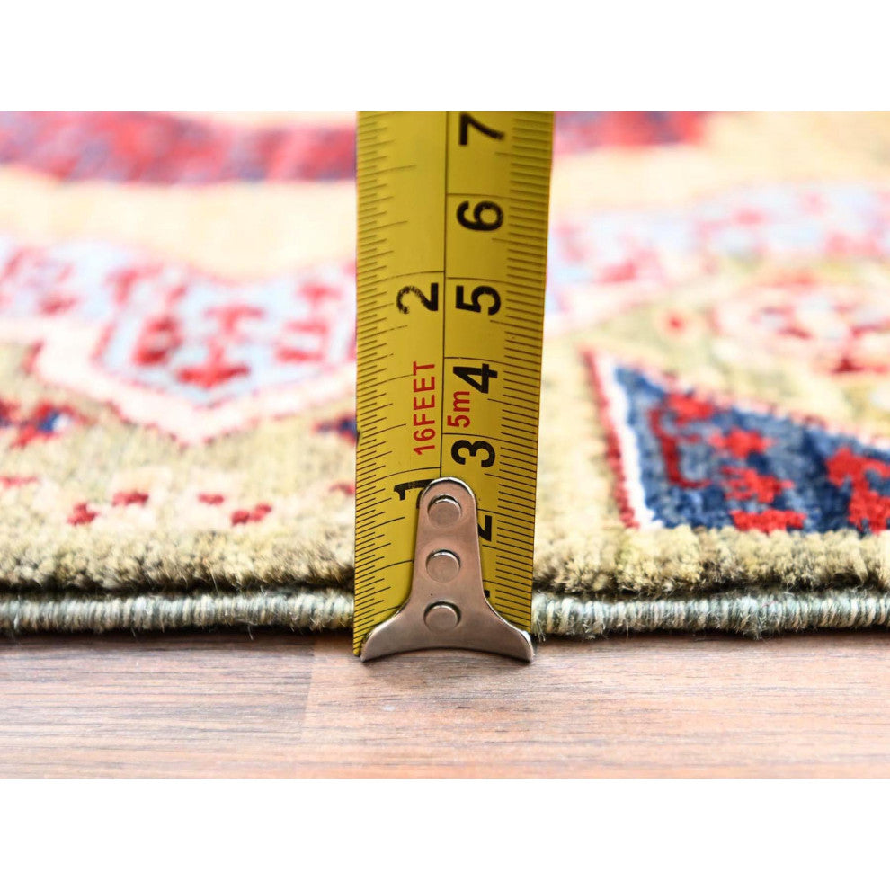 Green, Hand Knotted, Mamluk Design, Pure Wool, XL Runner Rug, 2'4"x24'7"