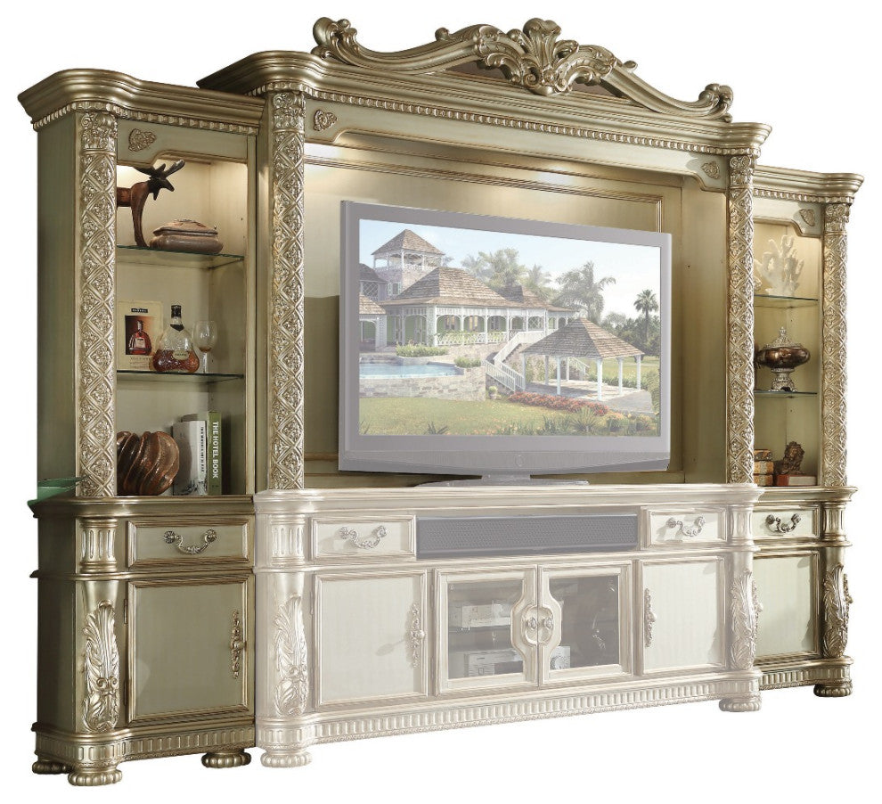 Acme Vendome II Entertainment Center Gold Patina and Bone