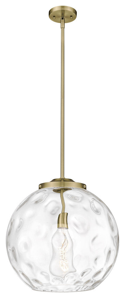 Athens Water Glass Pendant, Antique Brass, Clear Water Glass, Clear Water Glass