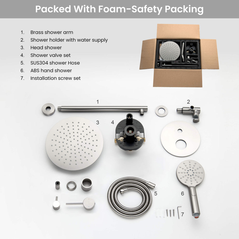 Circular Pressure 2-Function Shower System, Rough-In Valve, Brushed Nickel