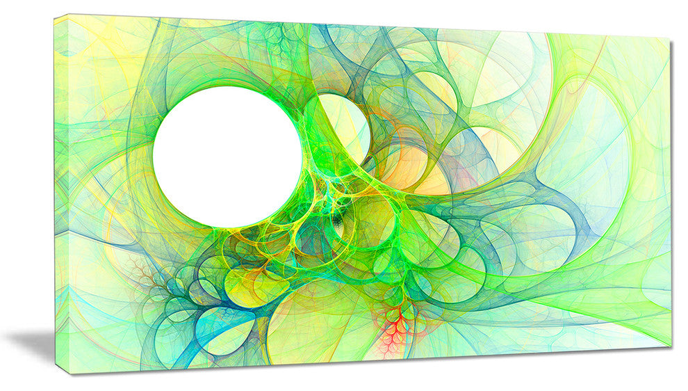 Fractal Angel Wings in Green, Abstract Wall Art Canvas, 40x20