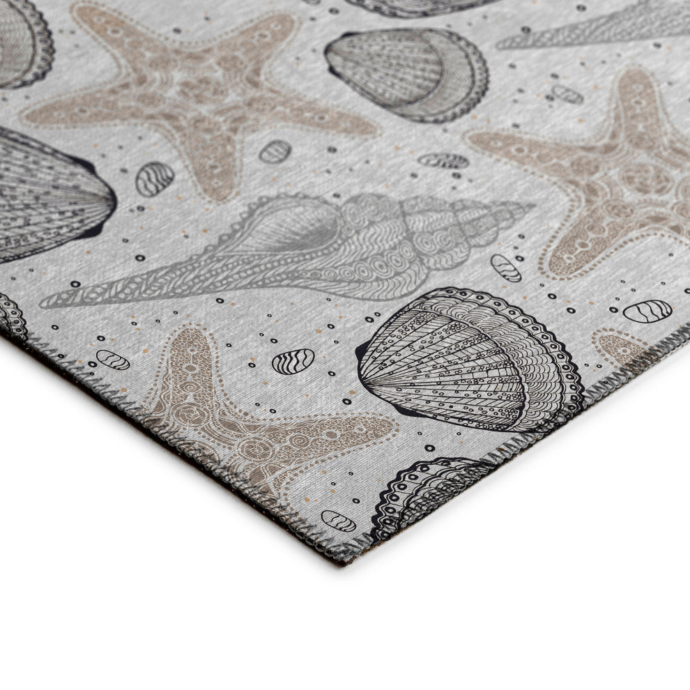 Indoor/Outdoor Seabreeze SZ4 Silver Machine Washable 3' x 5' Rug