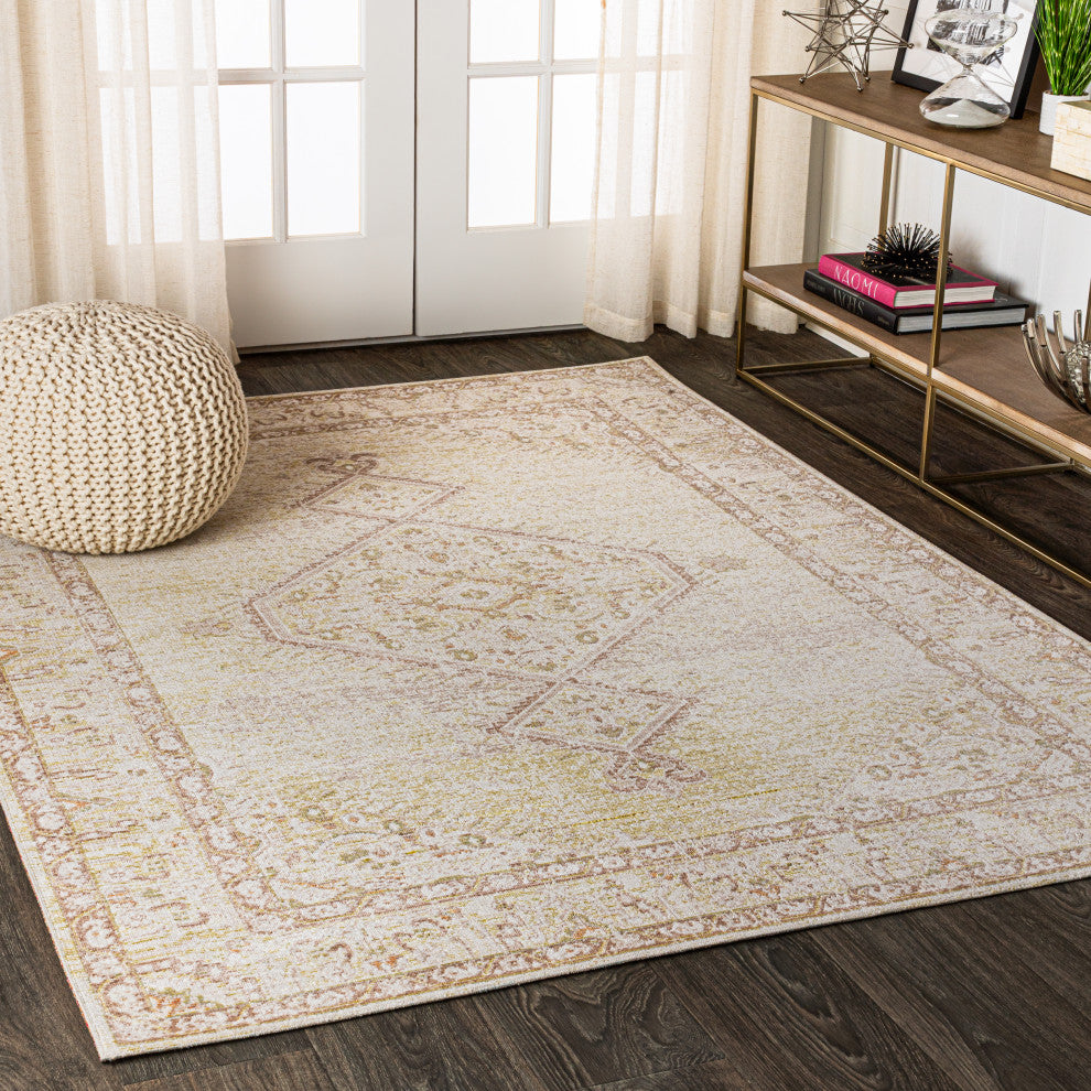 Lila Modern Tribal Medallion Area Rug, Ivory, 4 X 6
