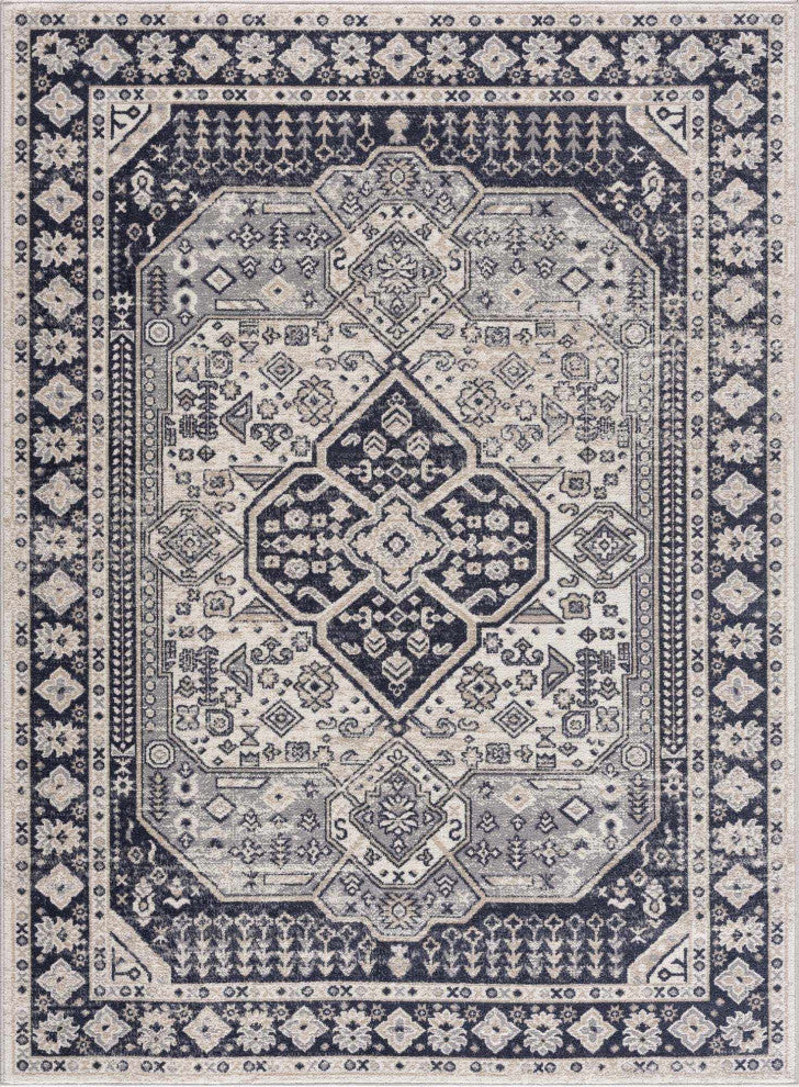 Hauteloom Cabacungan Cream & Gray Washable Area Rug, 2'7"x7'3" Runner