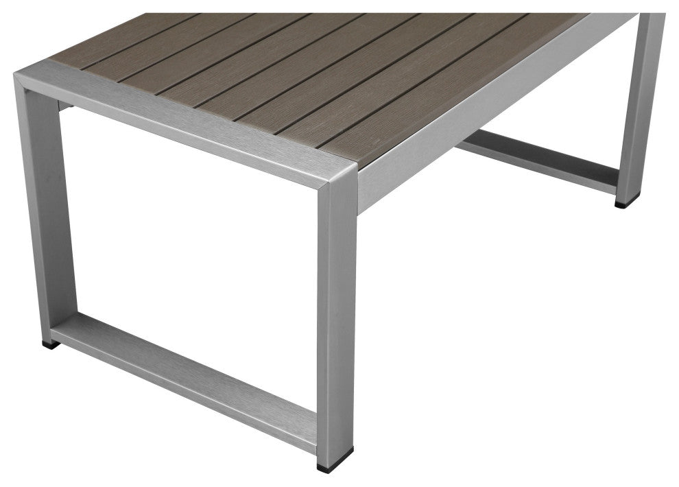 Benzara BM287844 Kili 35" Coffee Table, Surface, White Gray Aluminum Frame