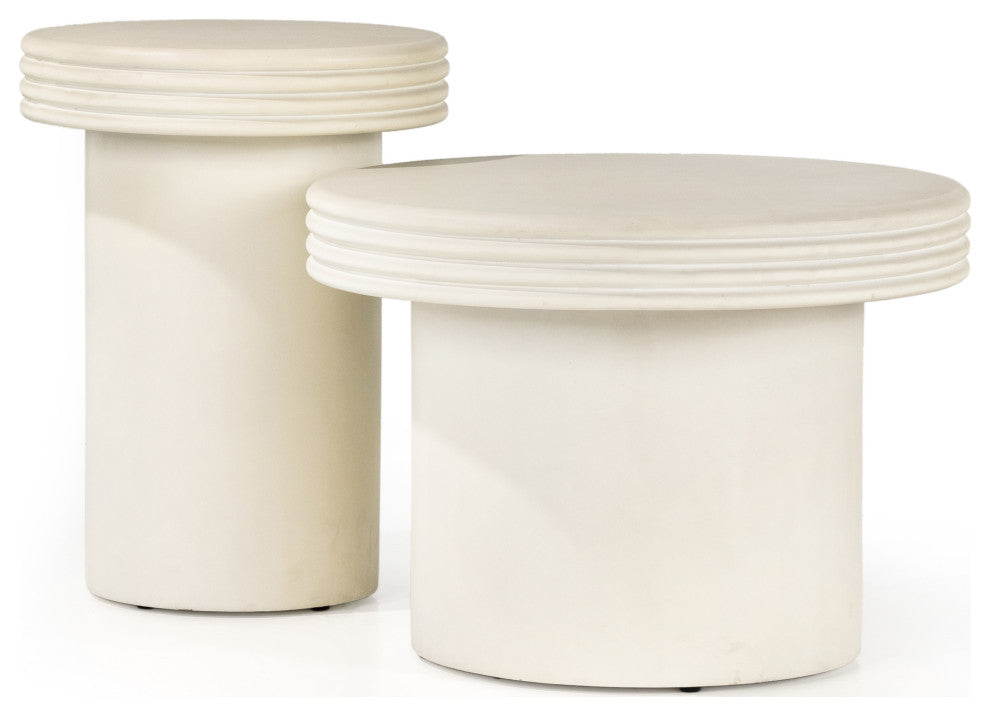 Grecia Outdoor End Table Set-White