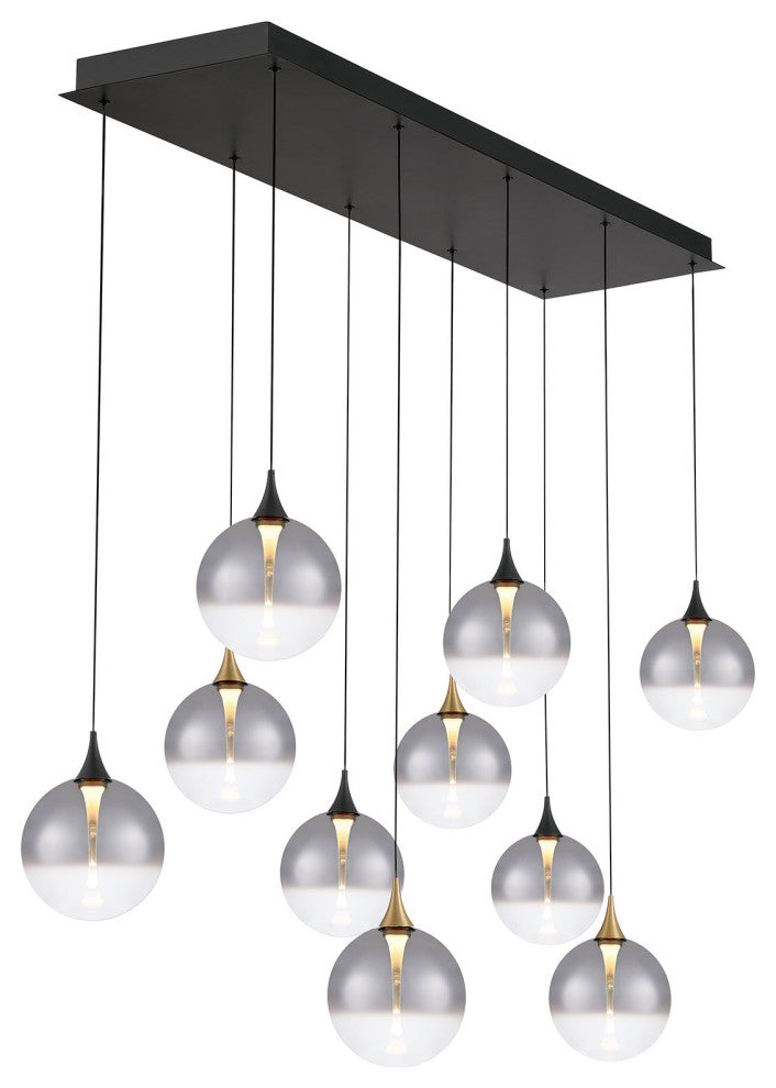 Iissa 10L 47" Gold-Black Smoke Chandelier