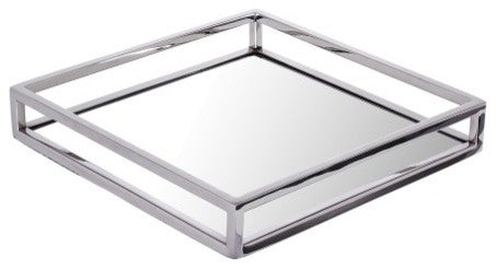 Classic Touch Stainless Steel Square Mirror Napkin Holder, 8"W