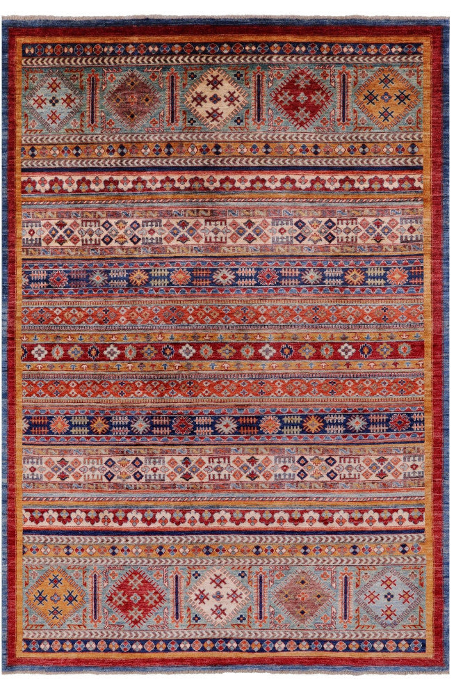 Super Kazak Khorjin Handmade Rug 6' 6" X 9' 7" Q8027
