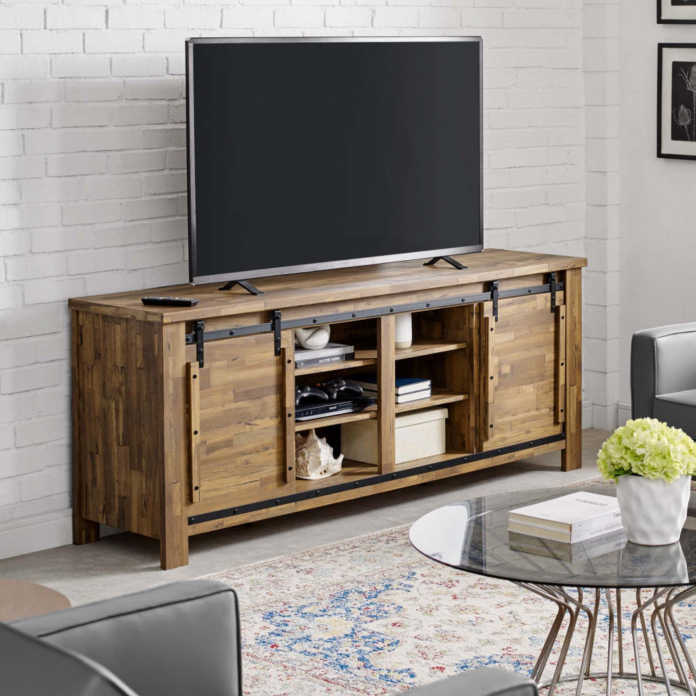 Modern Dining Room Buffet Table Sideboard Media TV Stand, Wood Metal, Walnut