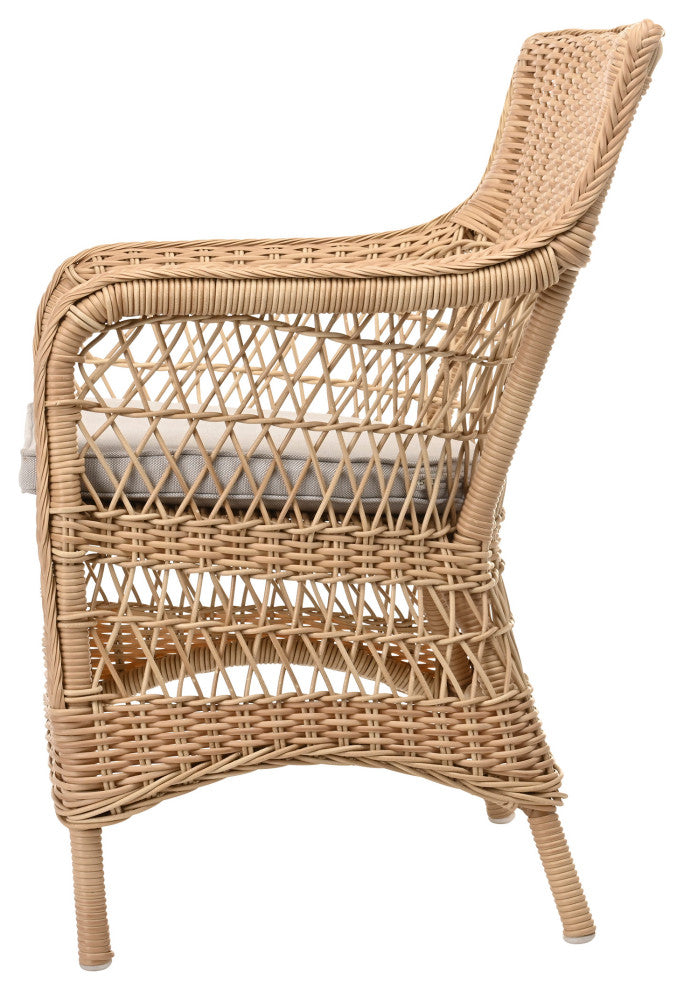 Marie Armchair With Cushion, Natural Finish, Sailcloth Seagull Upholstery
