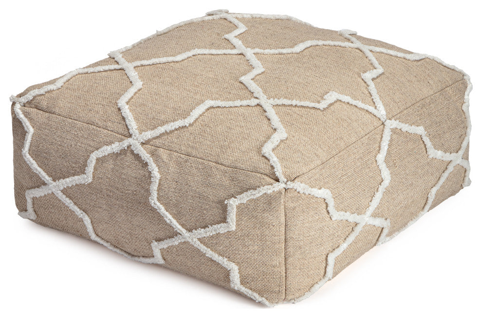 Cloud Nine 34" x 34" x 16" Brown and Ivory Ottoman