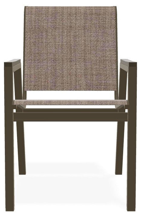 Bazza Sling Stackable Outdoor Dining Chair, Augustine Fennel/Beachwood