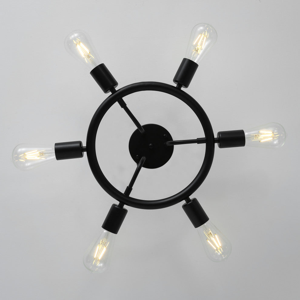 Modern 6-Light Ceiling Light Unique Sputnik Semi Flush Mount Ceiling Lamp, Black