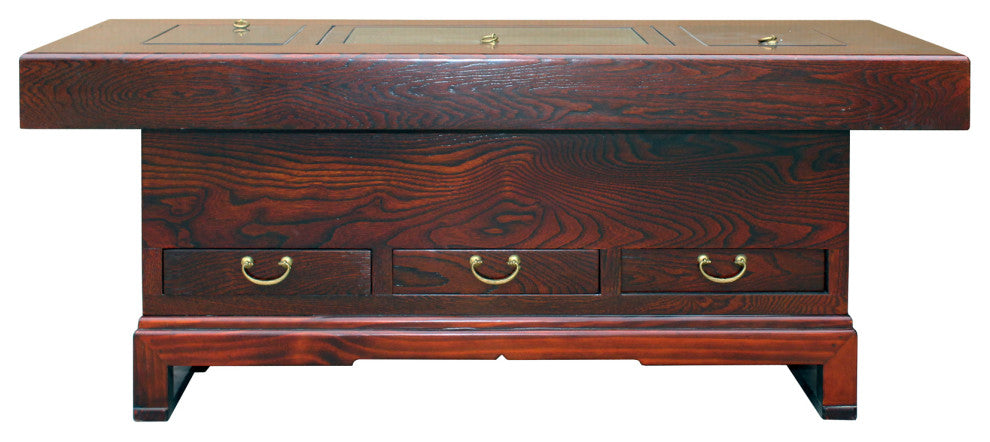 Oriental Rectangular Bold Thick Wood Drawers Coffee Table Hcs5305
