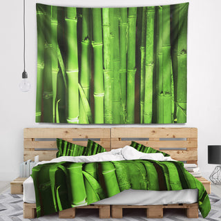 Green Bamboo Forest Floral Wall Tapestry, 39"x32"