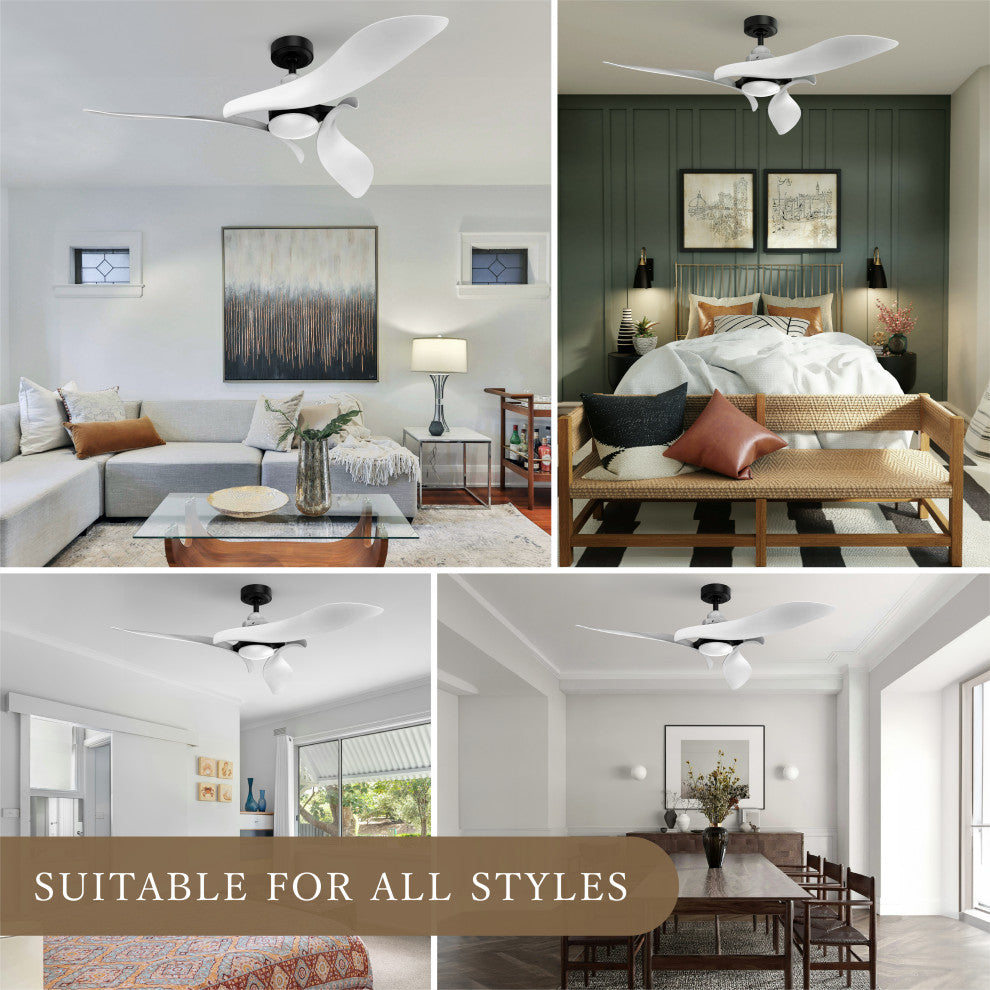 54 in. Indoor White Modern Ceiling Fan with Light