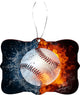 Baseball in Fire & Water Design Rectangle Christmas Tree Ornament