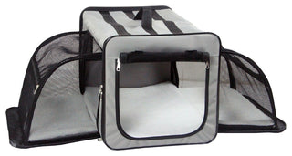 Dual-Expandable Wire Folding Lightweight Collapsible Pet Crate, Gray, X-Large