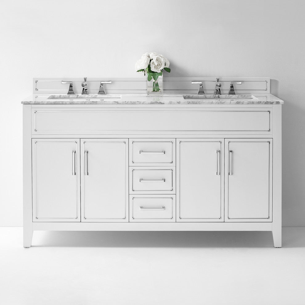 Aspen Bathroom Vanity Set, White, 60"