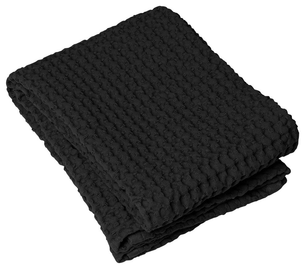 Caro Waffle Bath Towel, Black, 20x39"