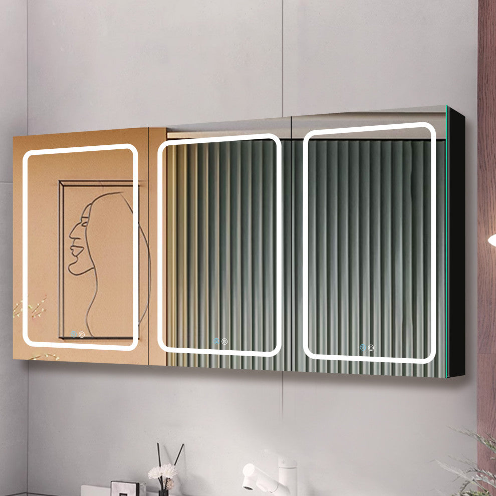 60" W x 30" H Aluminum Surface Mount Medicine Cabinet, Shelves