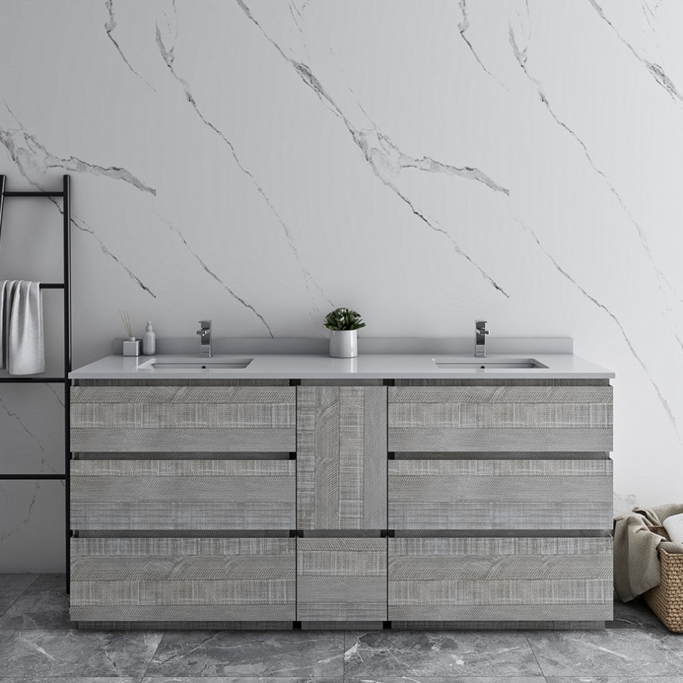 Fresca Formosa Floor Standing Bathroom Vanity, Sage Gray, 70", Cabinet Only
