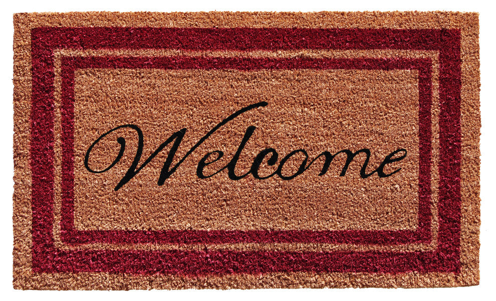 Calloway Mills Burgundy Border Welcome Doormat, 24"x36"