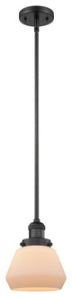 Fulton 1-Light LED Mini Pendant, Matte Black, Glass: Matte White Cased