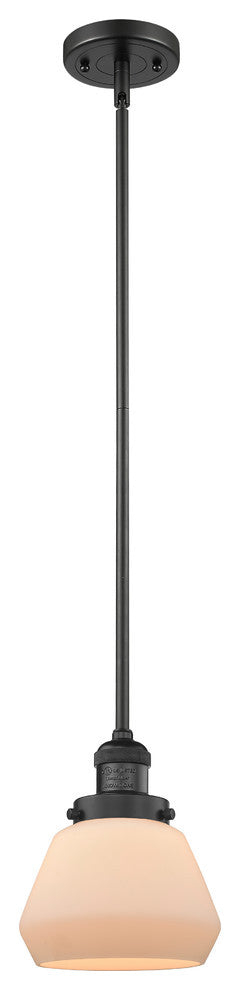 Fulton 1-Light LED Mini Pendant, Matte Black, Glass: Matte White Cased