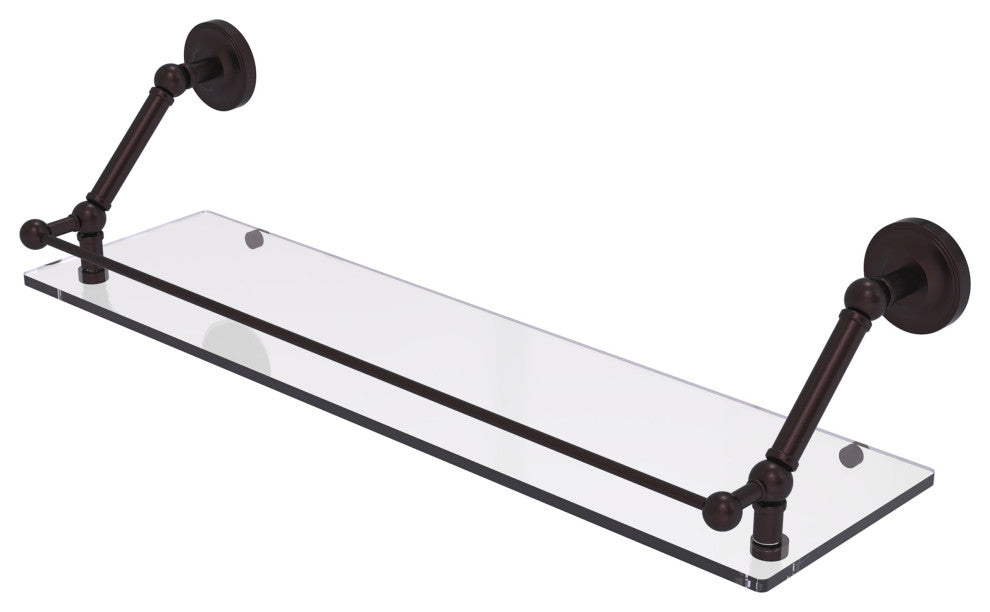 Prestige Regal 30" Floating Glass Shelf with Gallery Rail, Antique Bronze