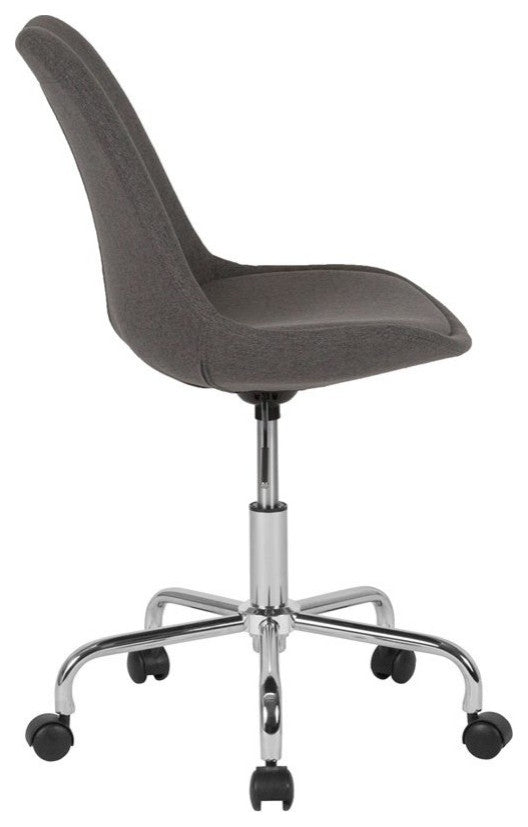 Mid, Back Dark Gray Fabric Task Chair With Pneumatic Lift and Chrome Base