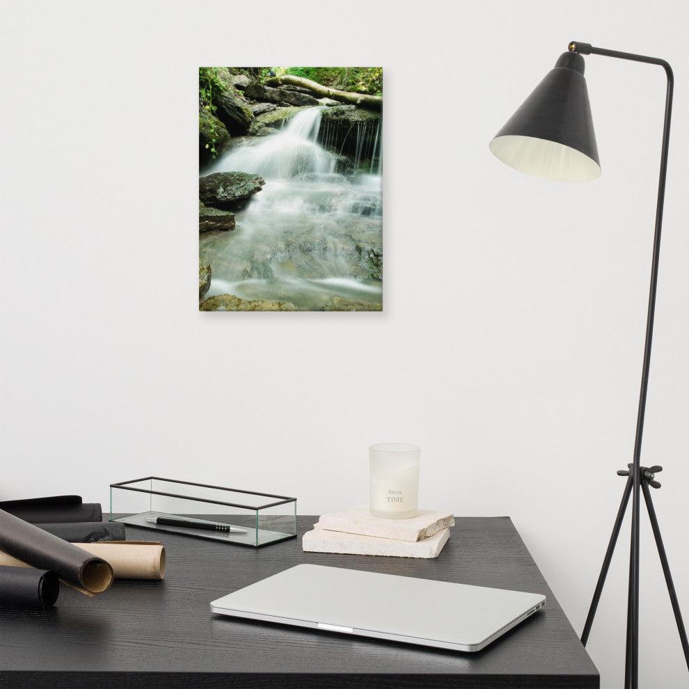 Pixley Falls 2 Rural Waterfall, Landscape Photo Canvas Wall Art Print, 12" X 16"