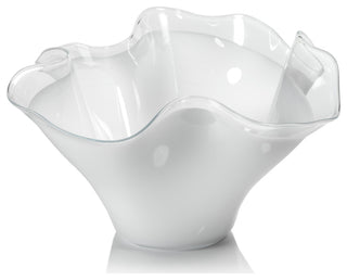 Vellerti 9.25 Tall Wave Glass Bowl, White