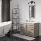 Hugo Carrara White Marble Countertop Bathroom Vanity in Grey Oak, Bronze Handle, 48", Vanity Only