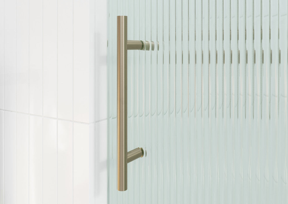 Galaxy 60"x60" Frameless Glass Sliding Bathtub Doors, Brushed Bronze, Right