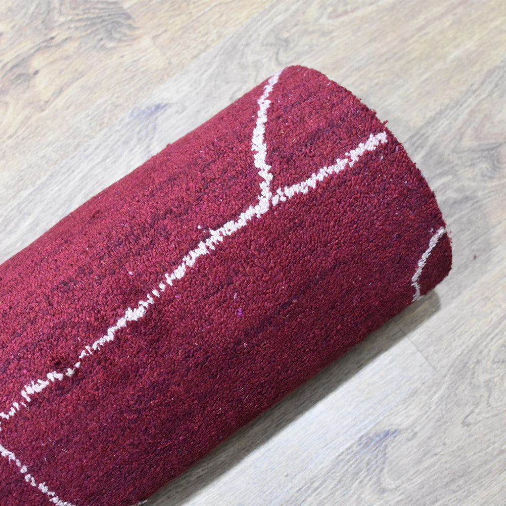 HAND KNOTTED LOOM SILK ECO-FRIENDLY RUGS-8'x10',Rectangle,Red White,Contemporary