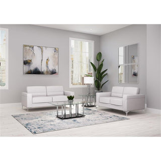 Global Furniture USA U6109 Gray Fabric PVC Loveseat with Metal Legs