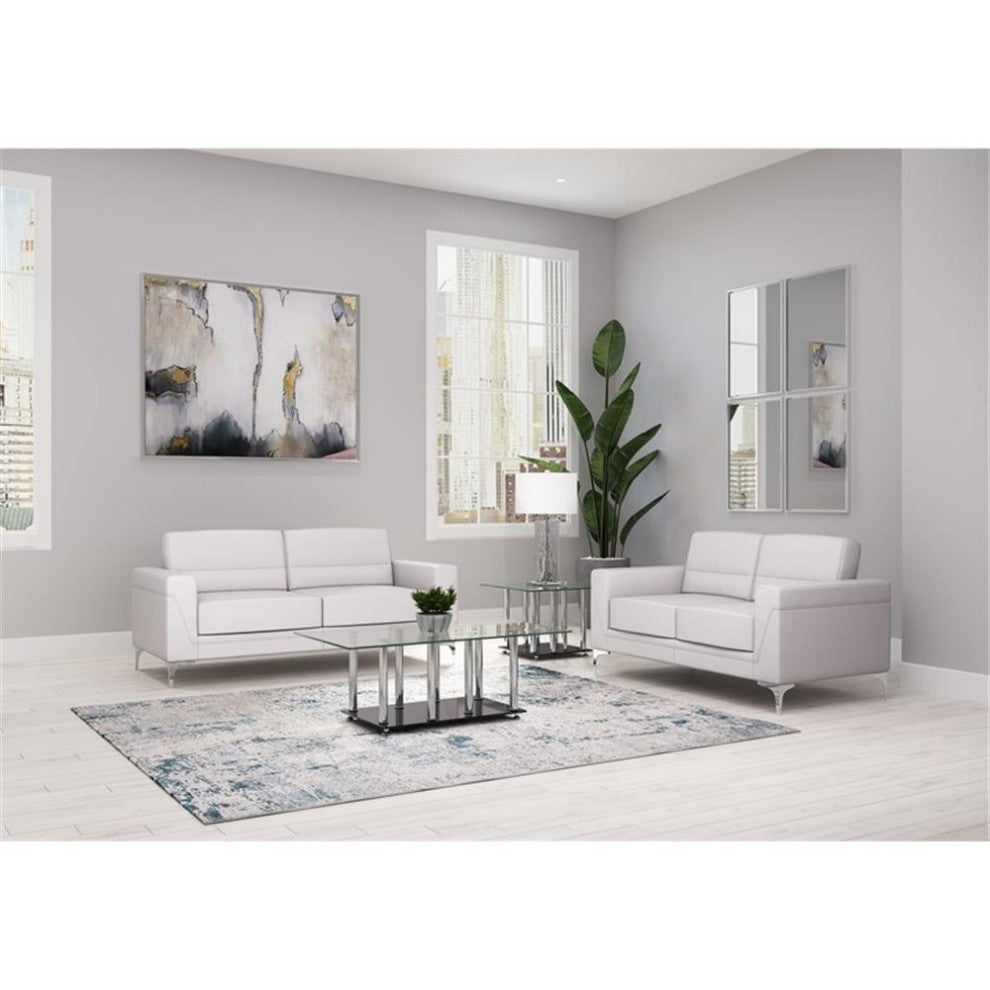 Global Furniture USA U6109 Gray Fabric PVC Loveseat with Metal Legs