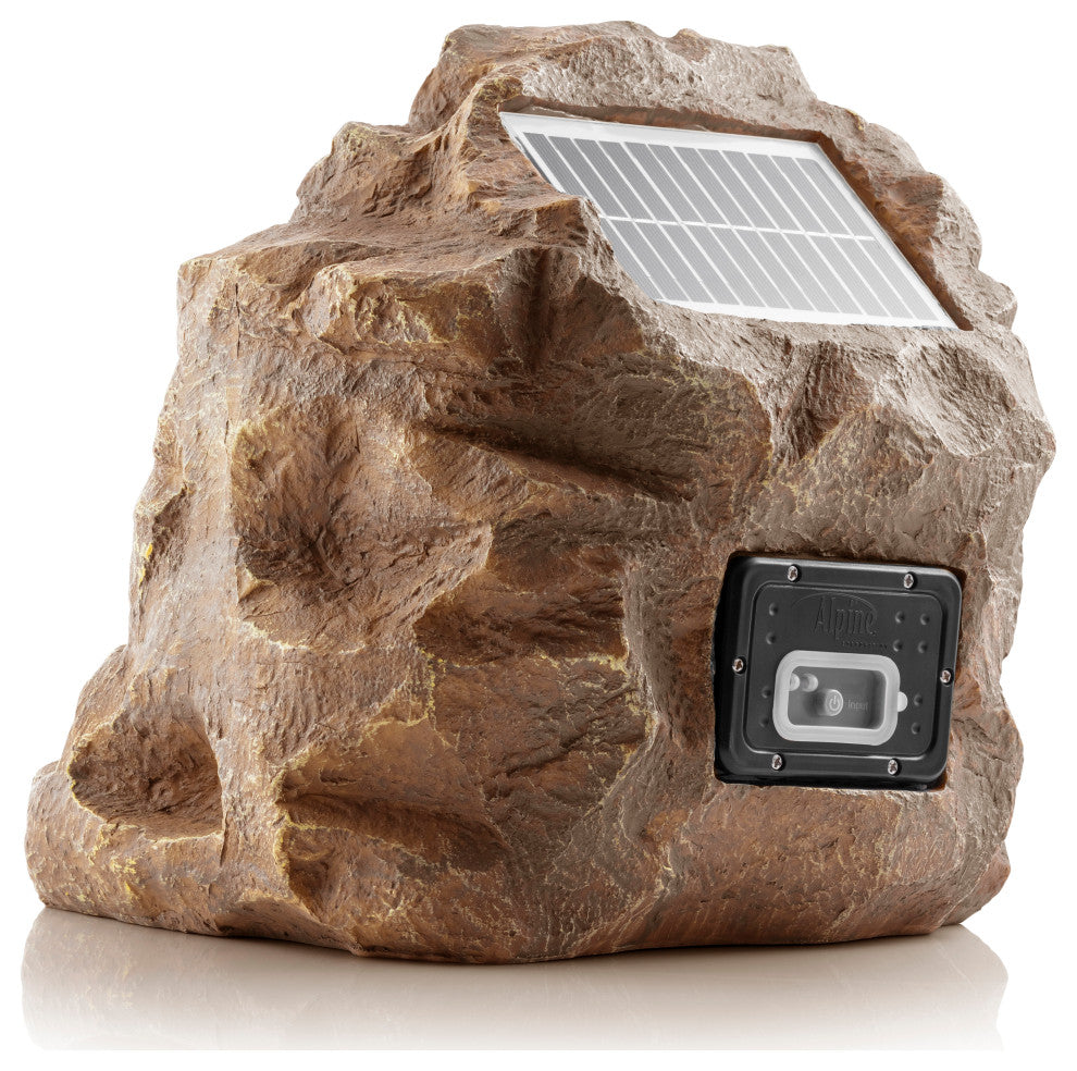 Solar-Powered Outdoor Waterproof Bluetooth Rock Speaker, Brown