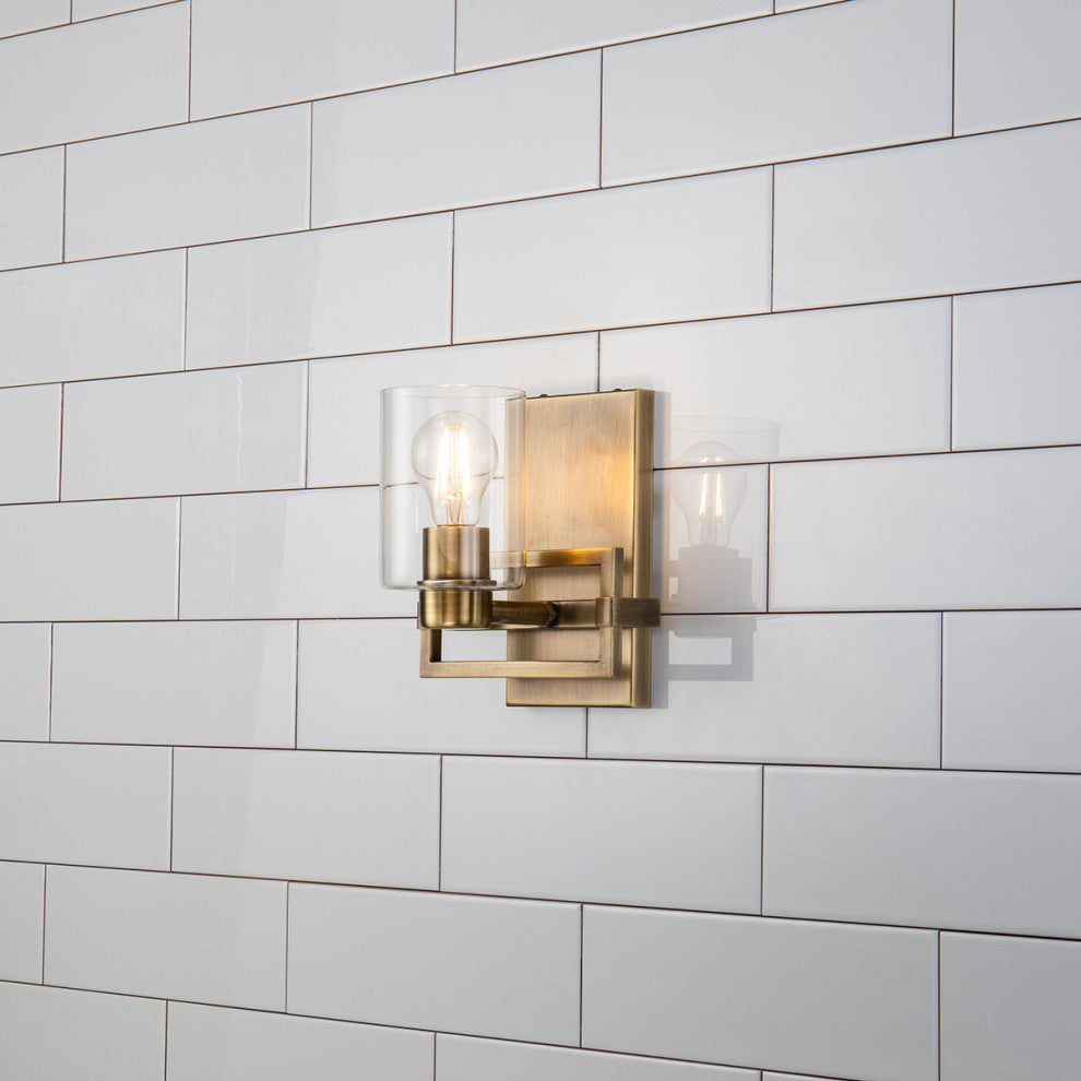 Estes 1 Light Bath Vanity Light, Aged Brass