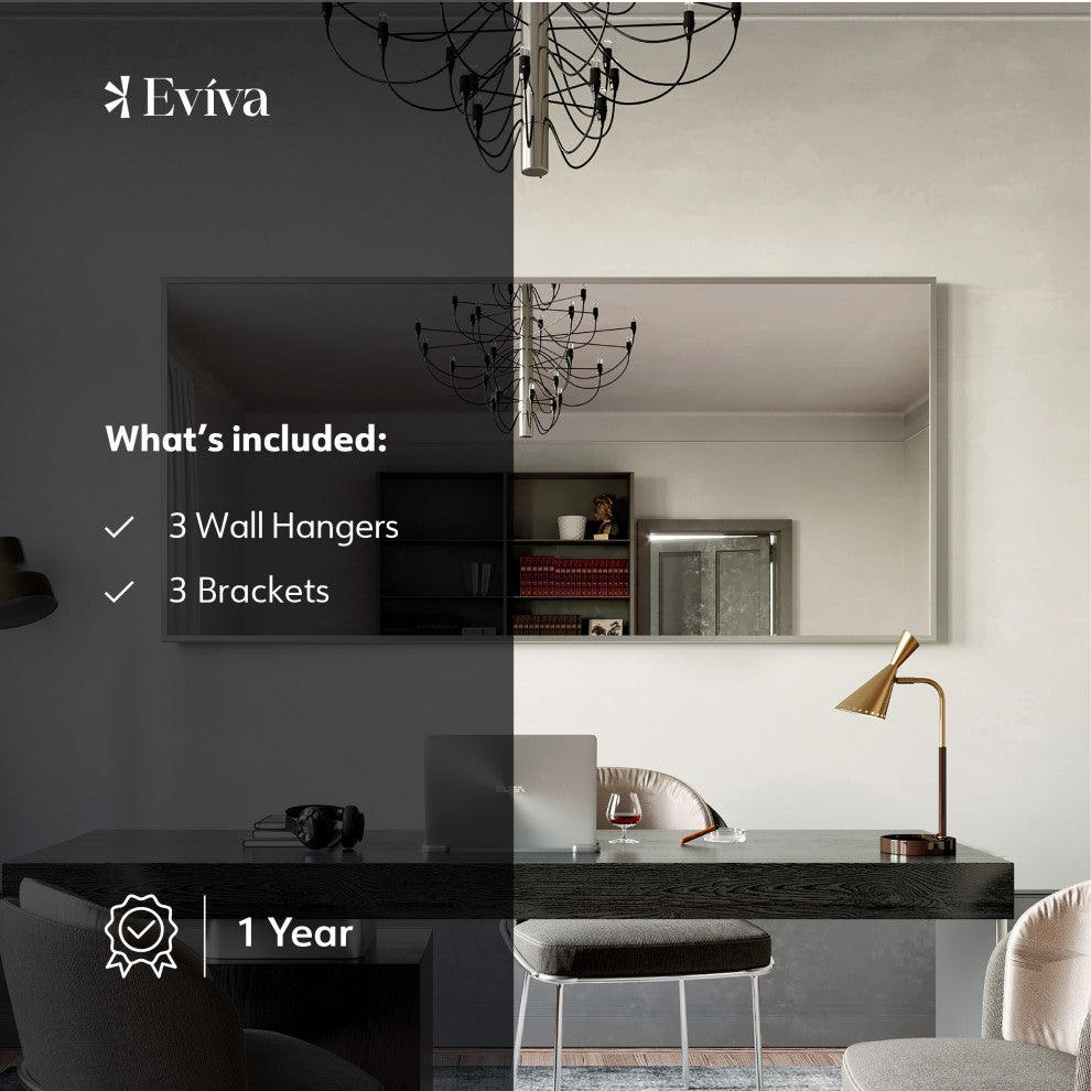 Eviva Sax Rectangular Metal Framed Mirror, 60"