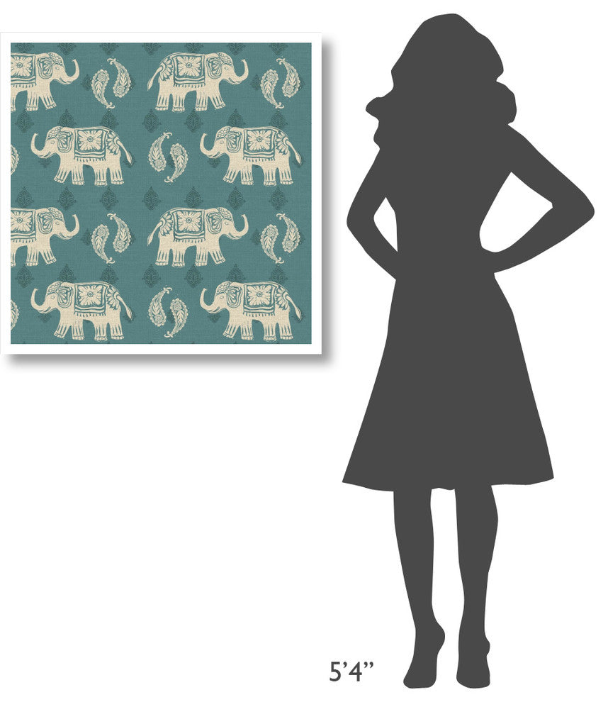 "Woodcut Elephant Pattern B" Digital Paper Print by Daphne Brissonnet, 32"x32"