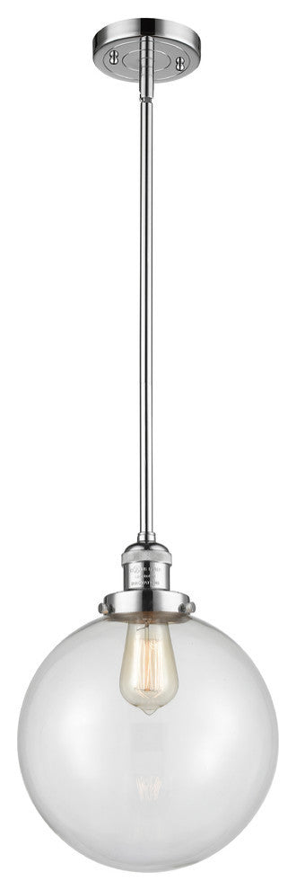 X-Large Beacon 1-Light Mini Pendant, Polished Chrome, Clear