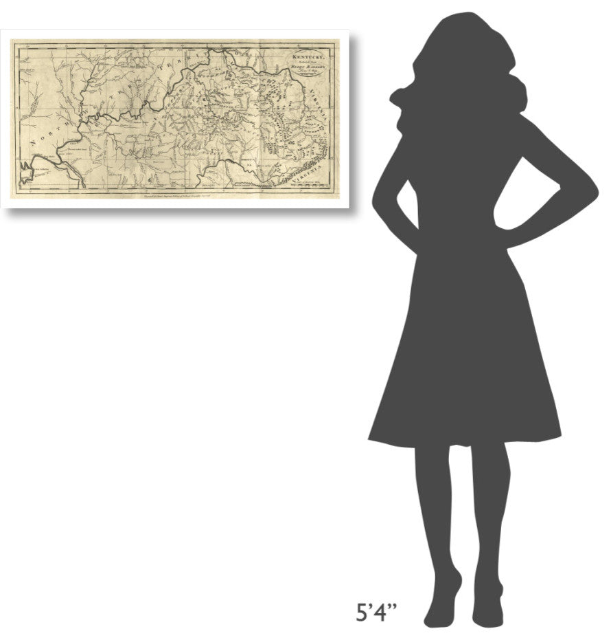"Kentucky, 1795" Digital Paper Print by Mathew Carey, 38"x19"
