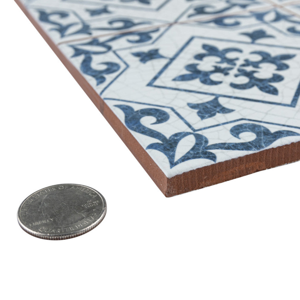 Harmonia Classic Ceramic Floor and Wall Tile, Cobalt Blue